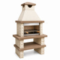 Barbecue de jardin en pierre 120 x 70 x 210 cm beige et brun avec grille réglable