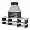 Barbecue de jardin en pierre 160 x 70 x 220 cm gris anthracite - gril à charbon traditionnel