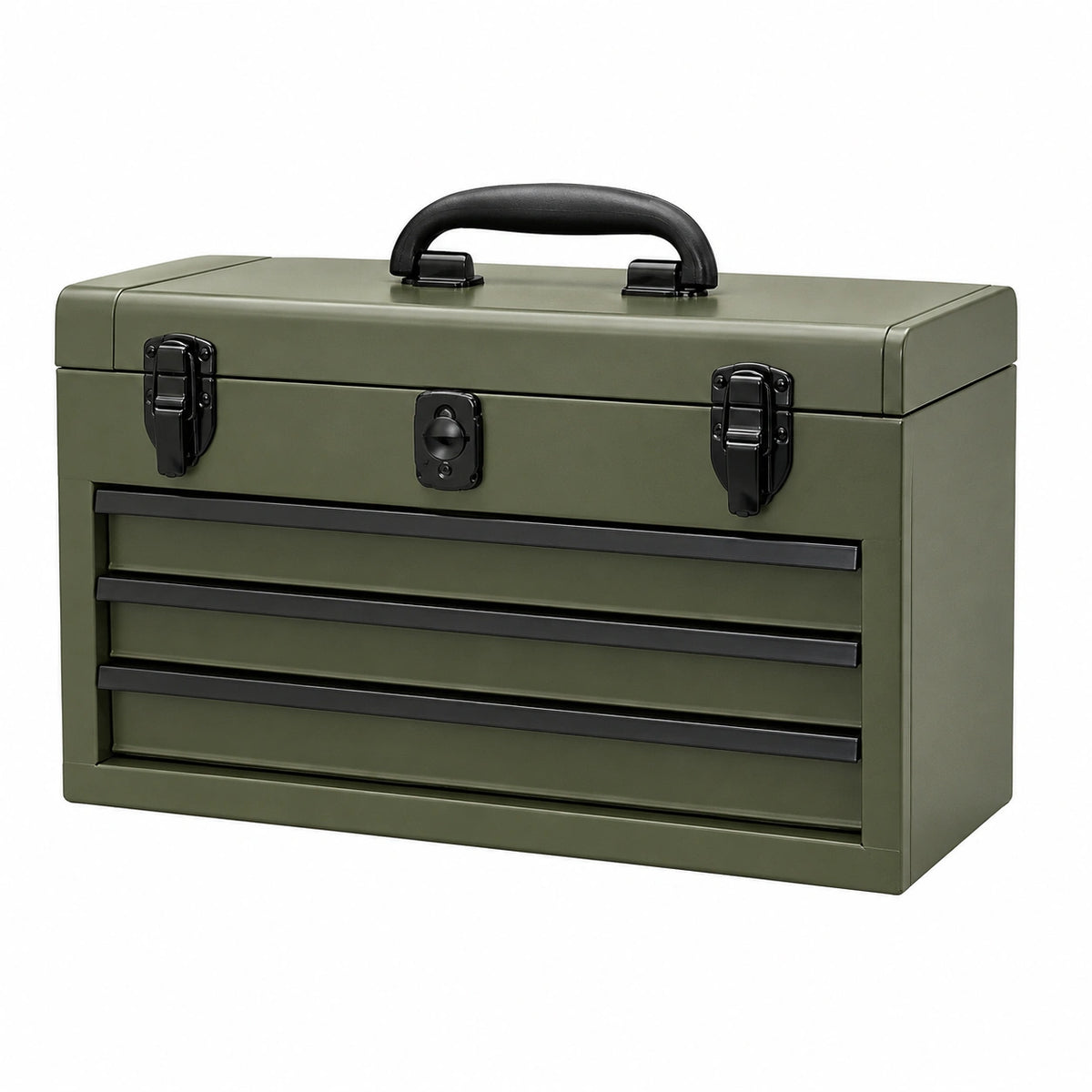 Coffre à outils 60 x 30 x 36 cm en métal vert avec tiroirs poignée et fermetures