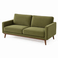 Canapé 2 places 160 x 85 x 85 cm en tissu vert avec pieds en bois style scandinave