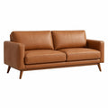 Canapé 2 places 160 cm marron revêtement aspect cuir style moderne
