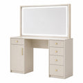 Coiffeuse 100 x 45 x 150 cm en MDF beige avec miroir et rangements style moderne