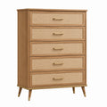 Commode 80 x 40 x 130 cm en bois brun avec cannage style rétro