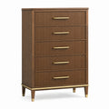 Commode 90 x 45 x 150 cm en bois marron à 5 tiroirs style moderne